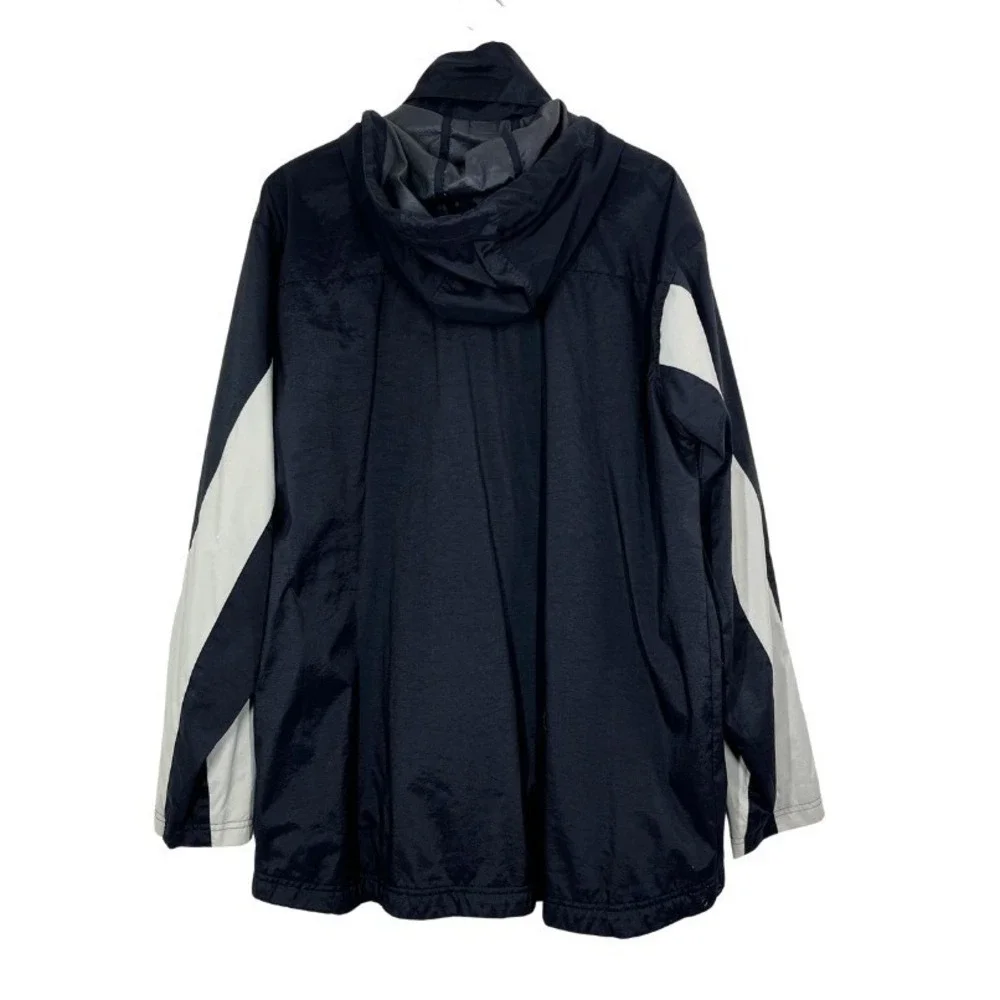 Nike Men's XL Hooded Windbreaker Jacket‎ Navy Blue White 90s Y2K Nylon Full Zip